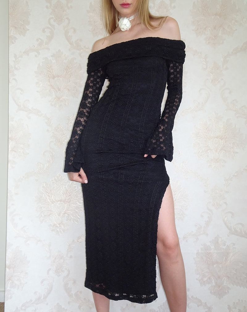 Motel Rocks Philippa Maxikleid Damen Schwarz | GPX9772SM