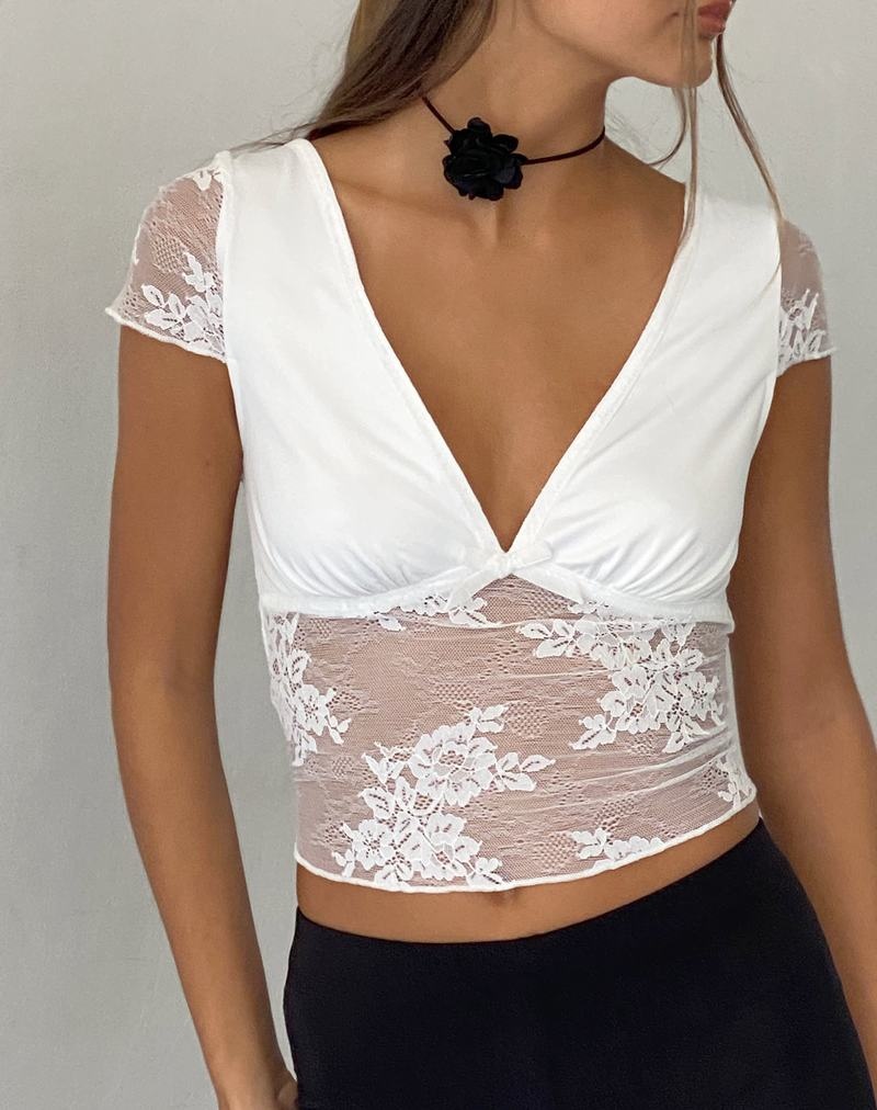 Motel Rocks Prili Plunge T-shirts Damen Weiß | NGR1557KU