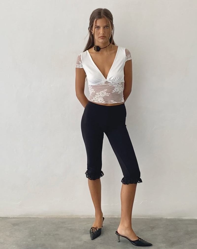 Motel Rocks Prili Plunge T-shirts Damen Weiß | NGR1557KU