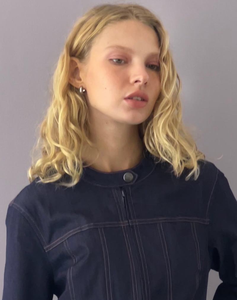 Motel Rocks Puria Fitted Look Tailored Jeansjacken Damen Blau | BUO913EN