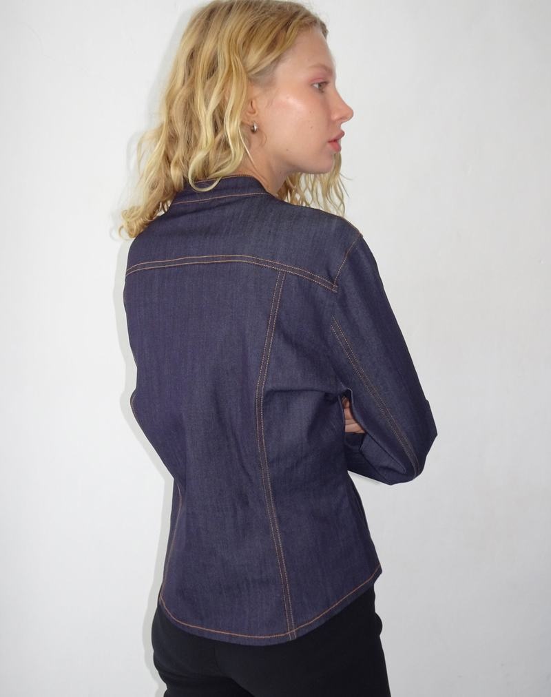 Motel Rocks Puria Fitted Look Tailored Jeansjacken Damen Blau | BUO913EN