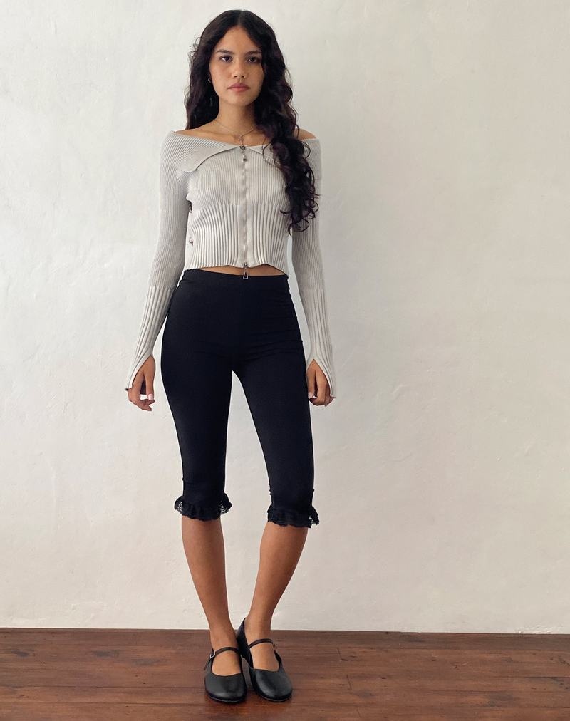Motel Rocks Radia Long Sleeve Off-shoulder Zip Thru Pullover Damen Hellgrau | ZSD6158DP
