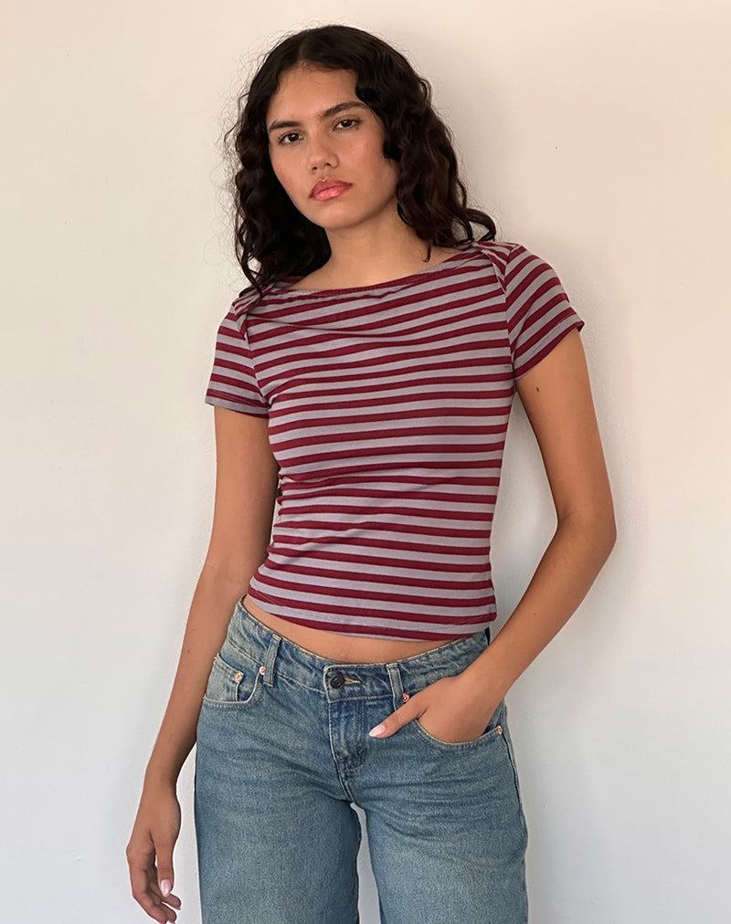 Motel Rocks Ralina Kurzes Sleeve Top T-shirts Damen Grau | ABV6528RQ