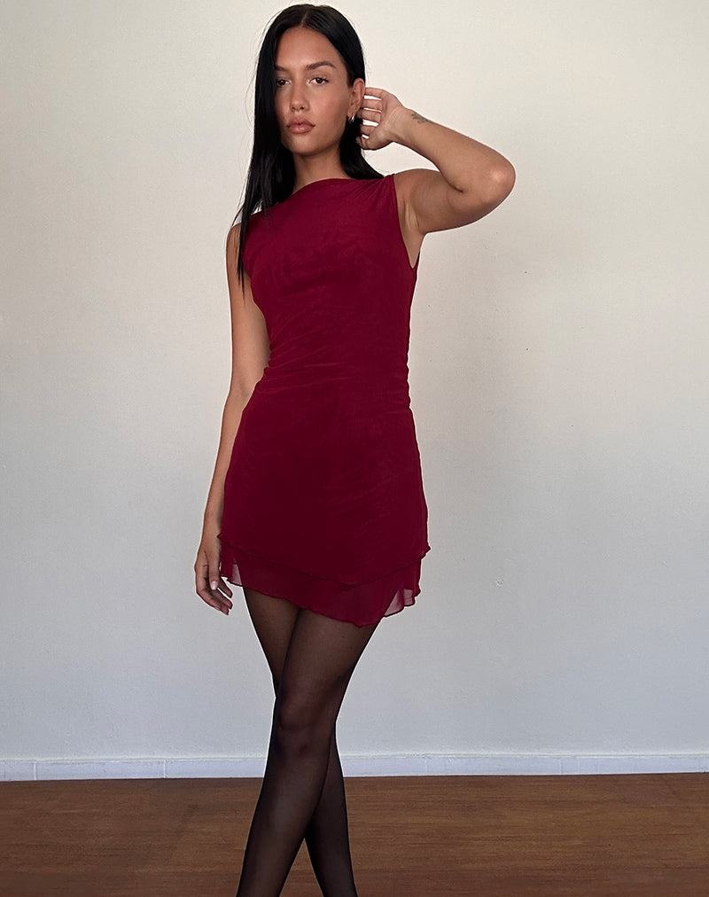 Motel Rocks Renata Asymmetrical Minikleid Damen Rot | RLL24100AX
