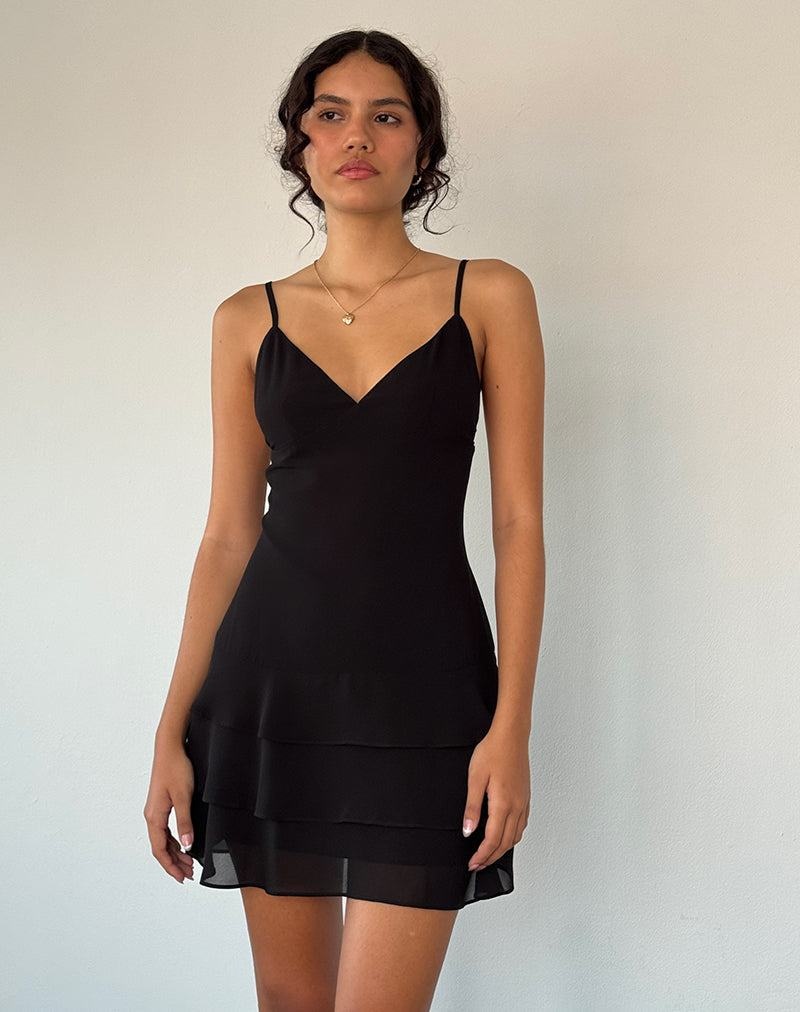 Motel Rocks Riasi Ruffle Minikleid Damen Schwarz | XIA245UI