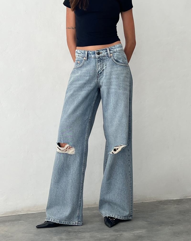 Motel Rocks Ripped Roomy Extra Weite Low Rise Jeans Damen Hellblau | YQZ1937JM