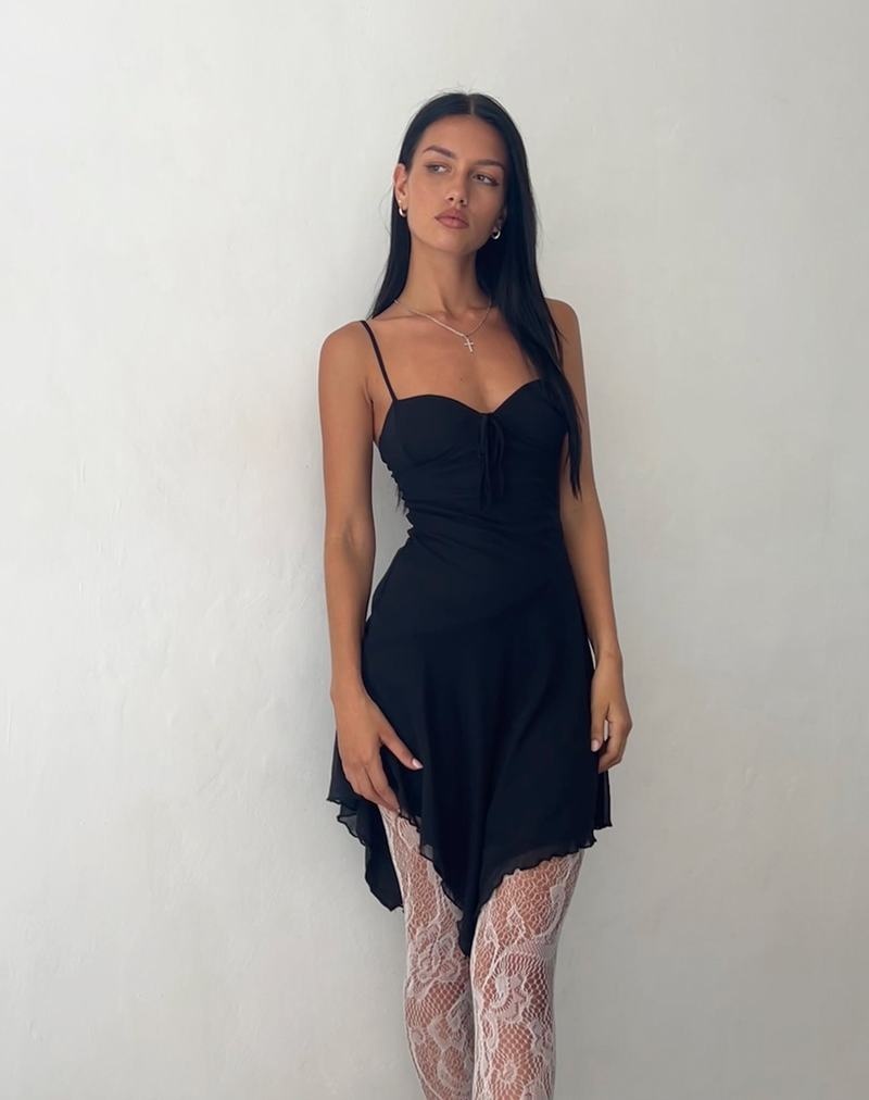 Motel Rocks Romily Tie Front Minikleid Damen Schwarz | VSJ7456OO