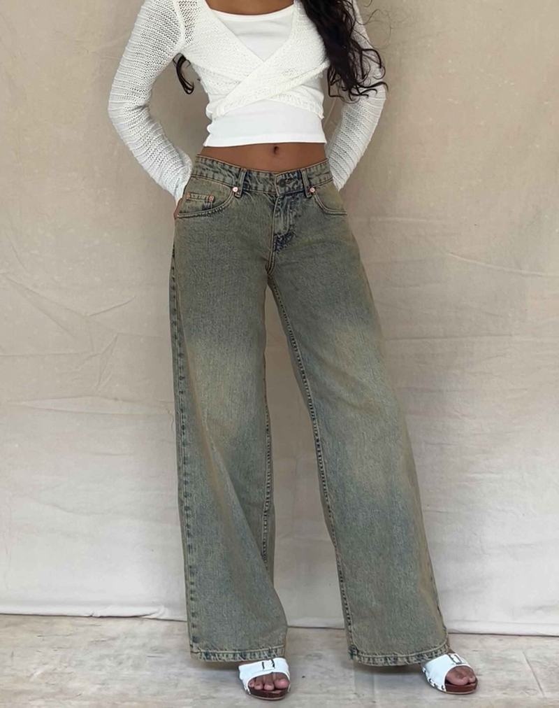 Motel Rocks Roomy Extra Weite Leg Low Rise Jeans Damen Blau | EDT323OW