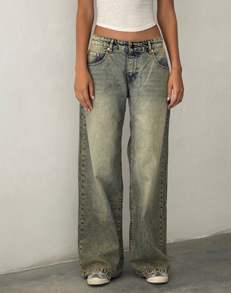 Motel Rocks Roomy Extra Weite Low Rise Jeans Damen Braun Blau | CHB416DR