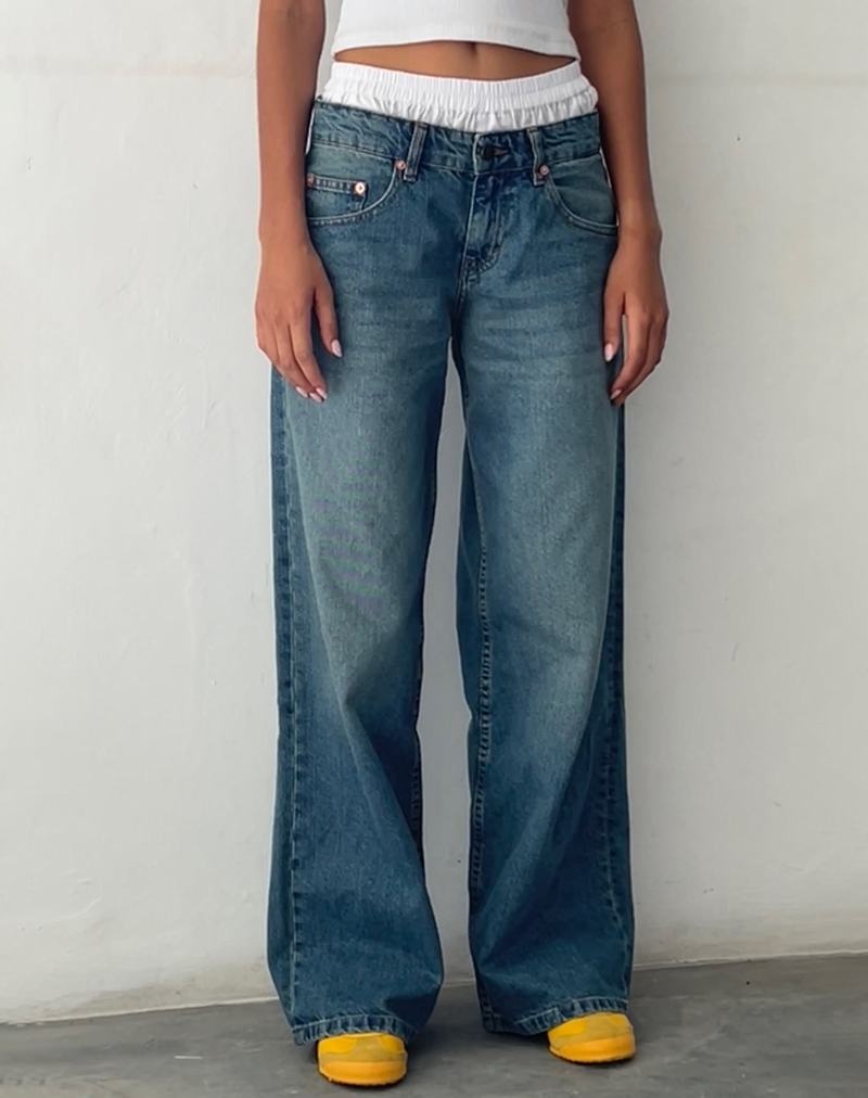 Motel Rocks Roomy Extra Weite Low Rise Jeans Damen Blau Grün | KSU596JU