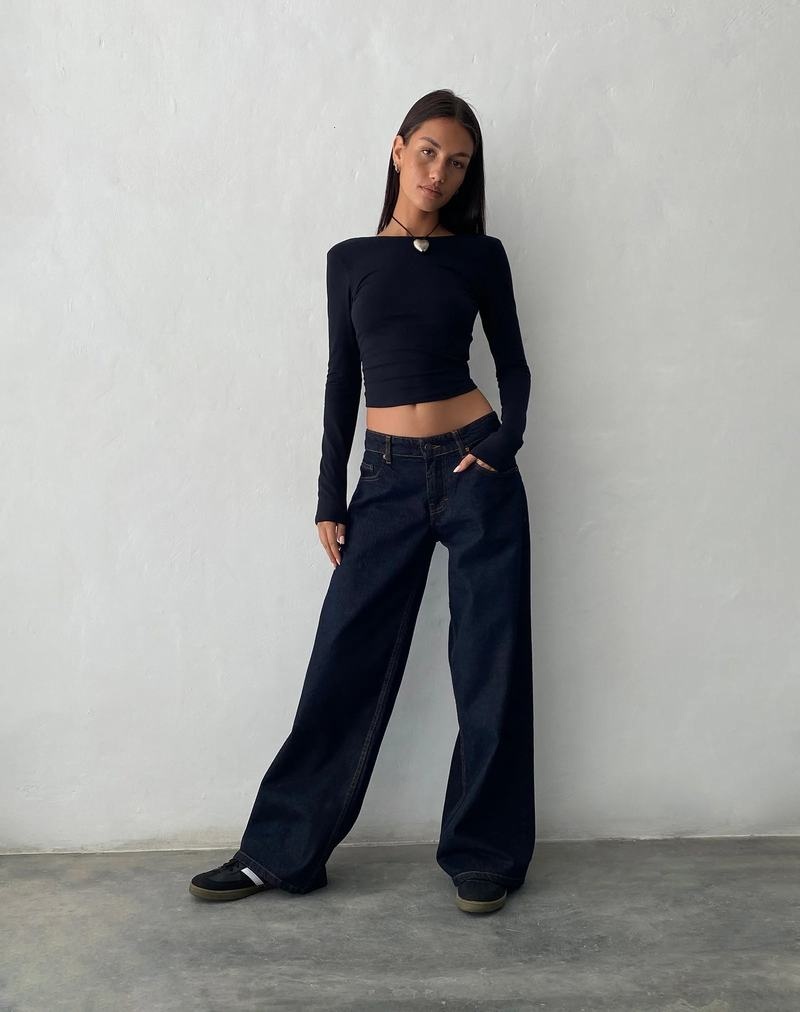 Motel Rocks Roomy Extra Weite Low Rise Jeans Damen Dunkelblau | ZXU1126ZU