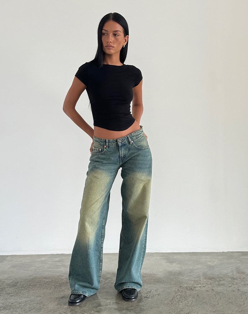 Motel Rocks Roomy Extra Weite Low Rise Jeans Damen Grün | RNB1198AD