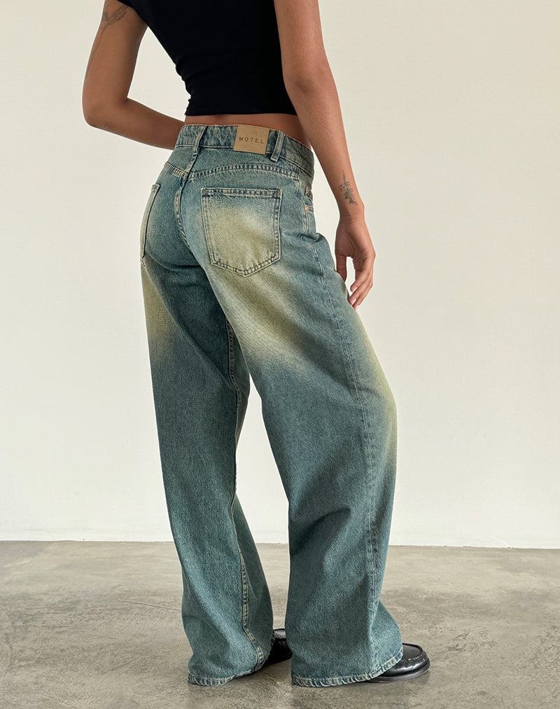 Motel Rocks Roomy Extra Weite Low Rise Jeans Damen Grün | RNB1198AD