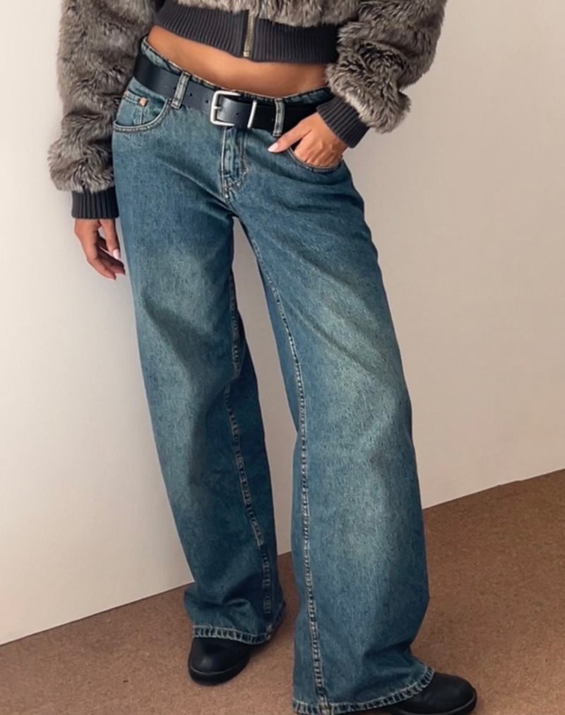 Motel Rocks Roomy Extra Weite Low Rise Jeans Damen Braun Blau | UWP6237UW