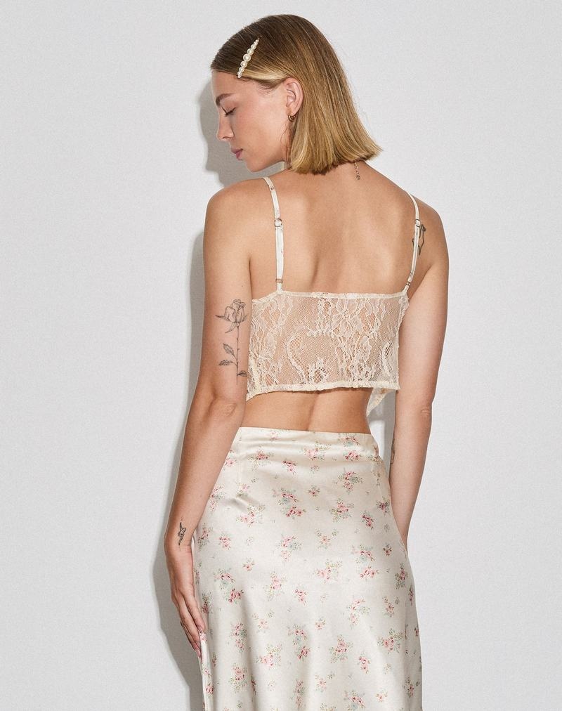Motel Rocks Sahira Spitze Cami Tanktop Damen Weiß | CLZ3664YN