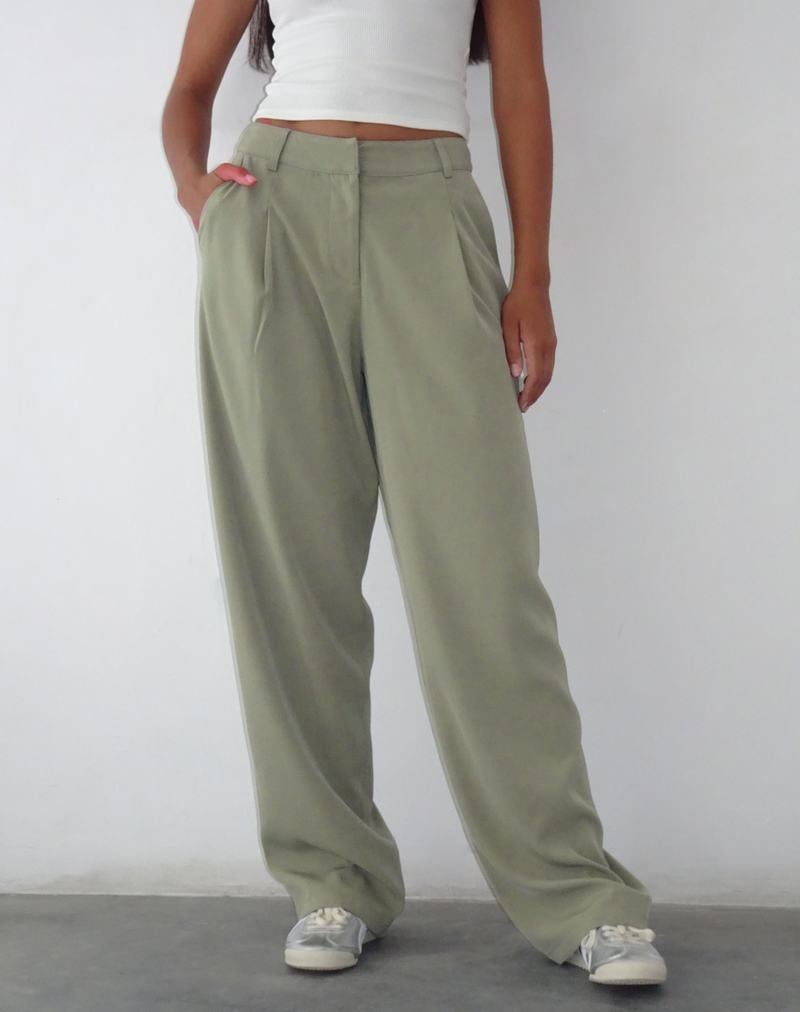 Motel Rocks Sakaria Weite Leg Hosen Damen Grau Grün | YXB688DA