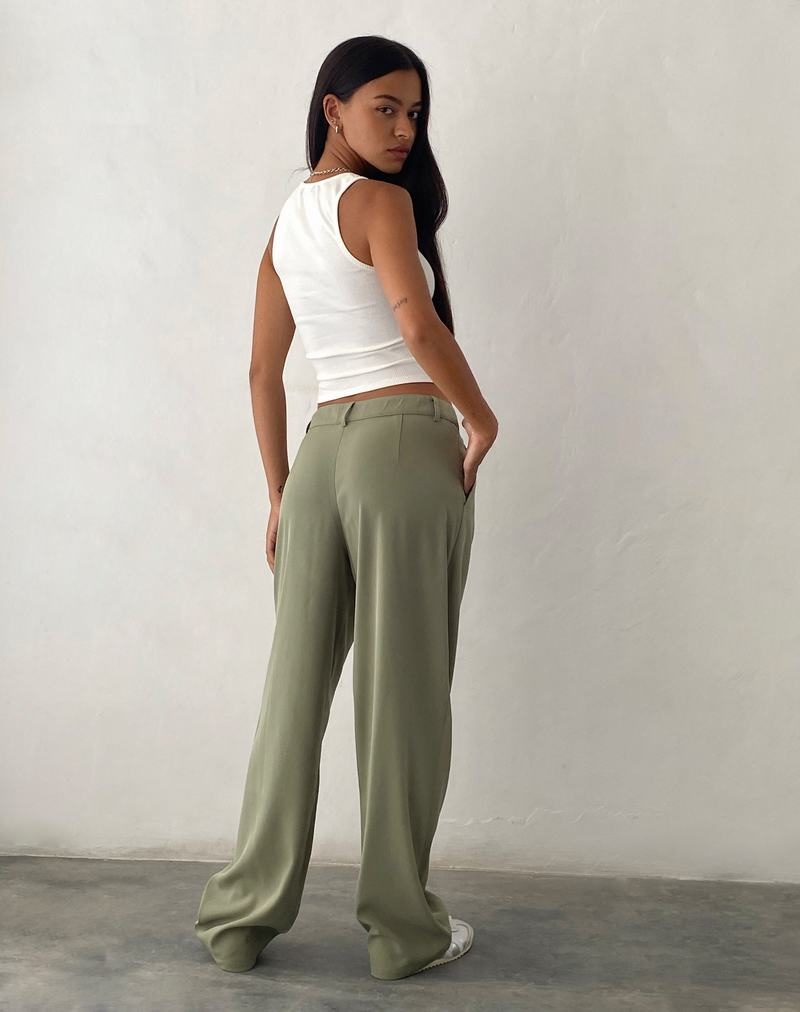Motel Rocks Sakaria Weite Leg Hosen Damen Grau Grün | YXB688DA