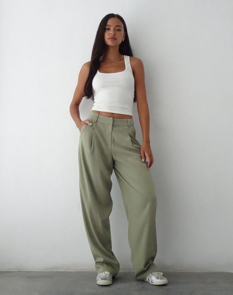 Motel Rocks Sakaria Weite Leg Hosen Damen Grau Grün | YXB688DA