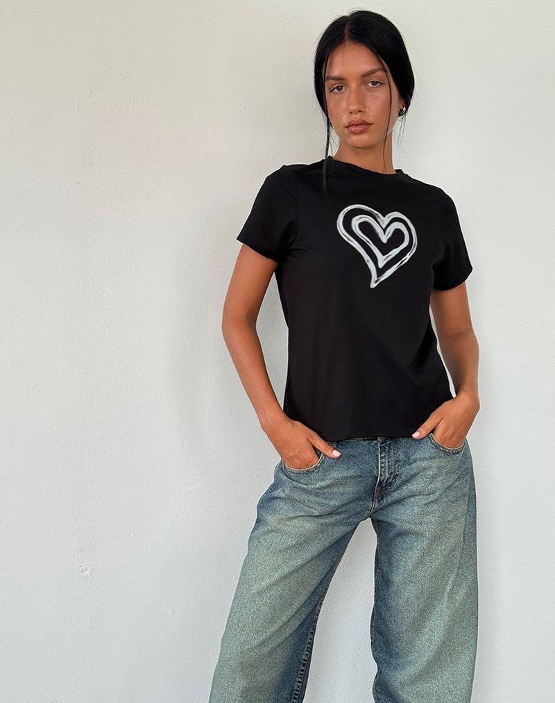 Motel Rocks Saki Tee T-shirts Damen Schwarz | XXT9011LY