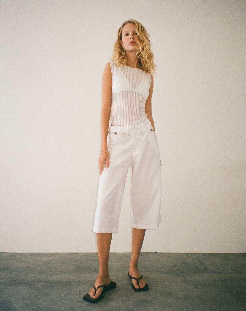 Motel Rocks Saomy Longline Kurze Hose Damen Weiß | SLZ7873AJ