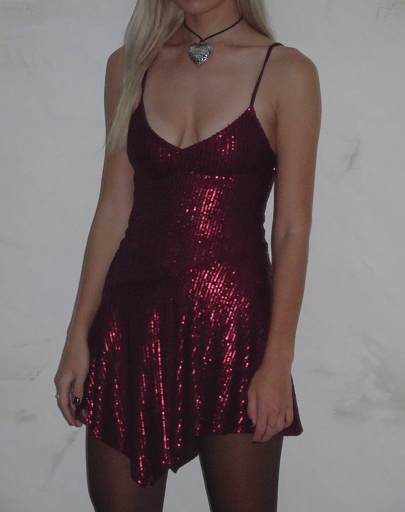 Motel Rocks Sarabeth Waterfall Hem Minikleid Damen Rot | NMV2662HH