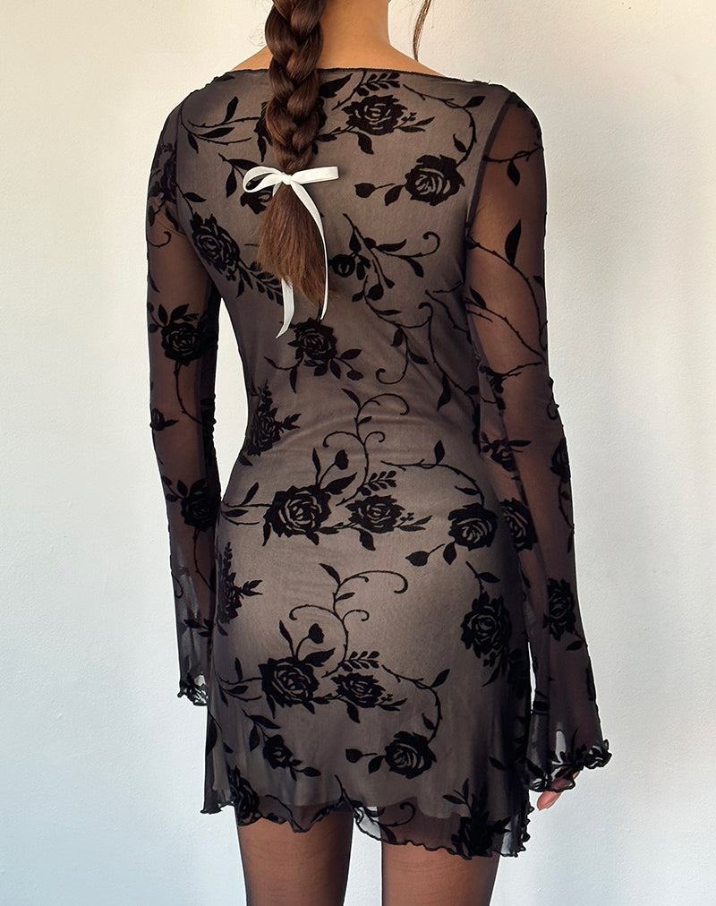 Motel Rocks Sevila Long Sleeve Minikleid Damen Schwarz Rosa | ORQ883ER