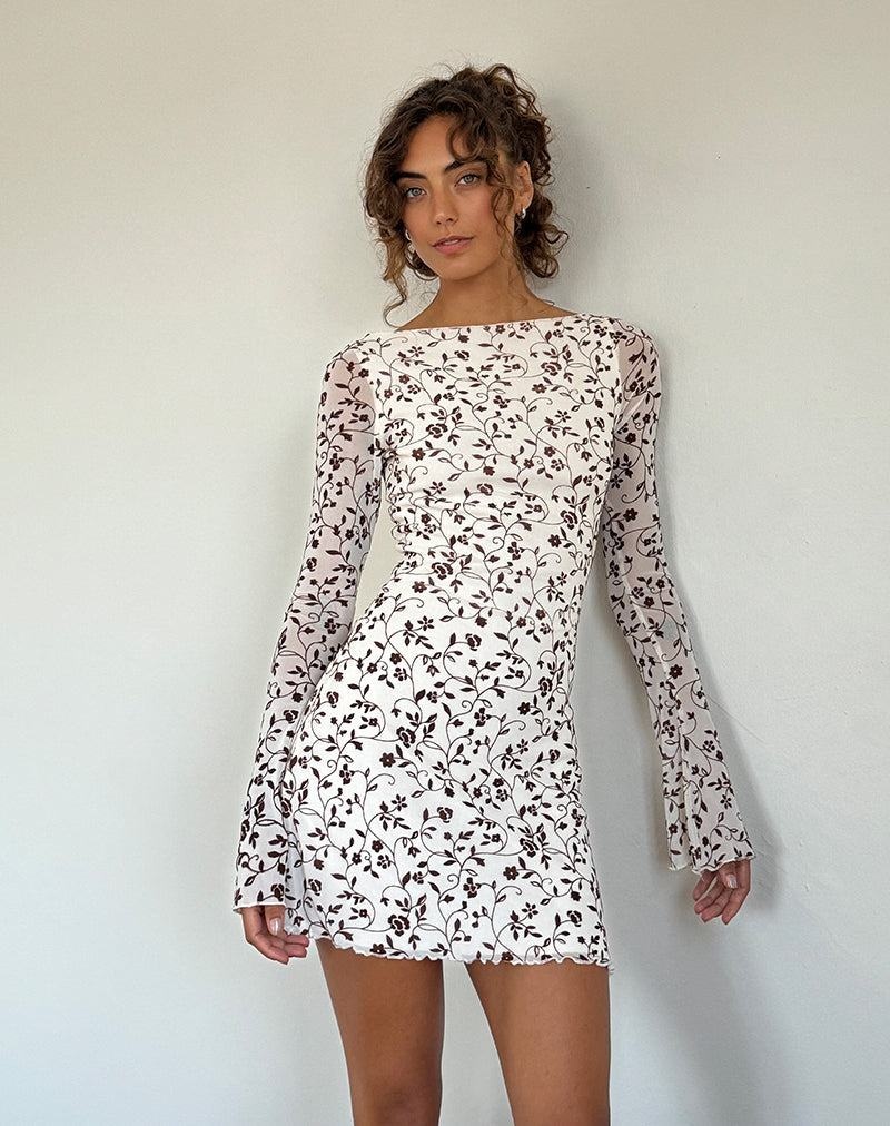 Motel Rocks Sevila Long Sleeve Minikleid Damen Braun | PWV9212XL