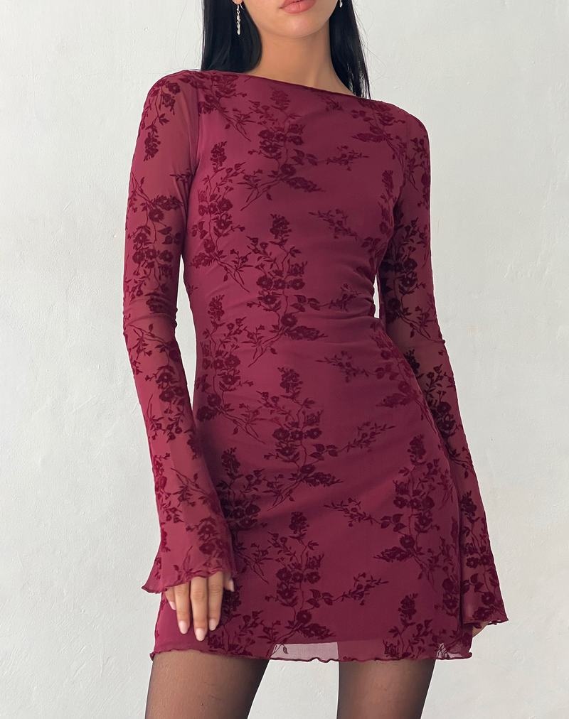 Motel Rocks Sevila Long Sleeve Minikleid Damen Rot | WOG9661AT