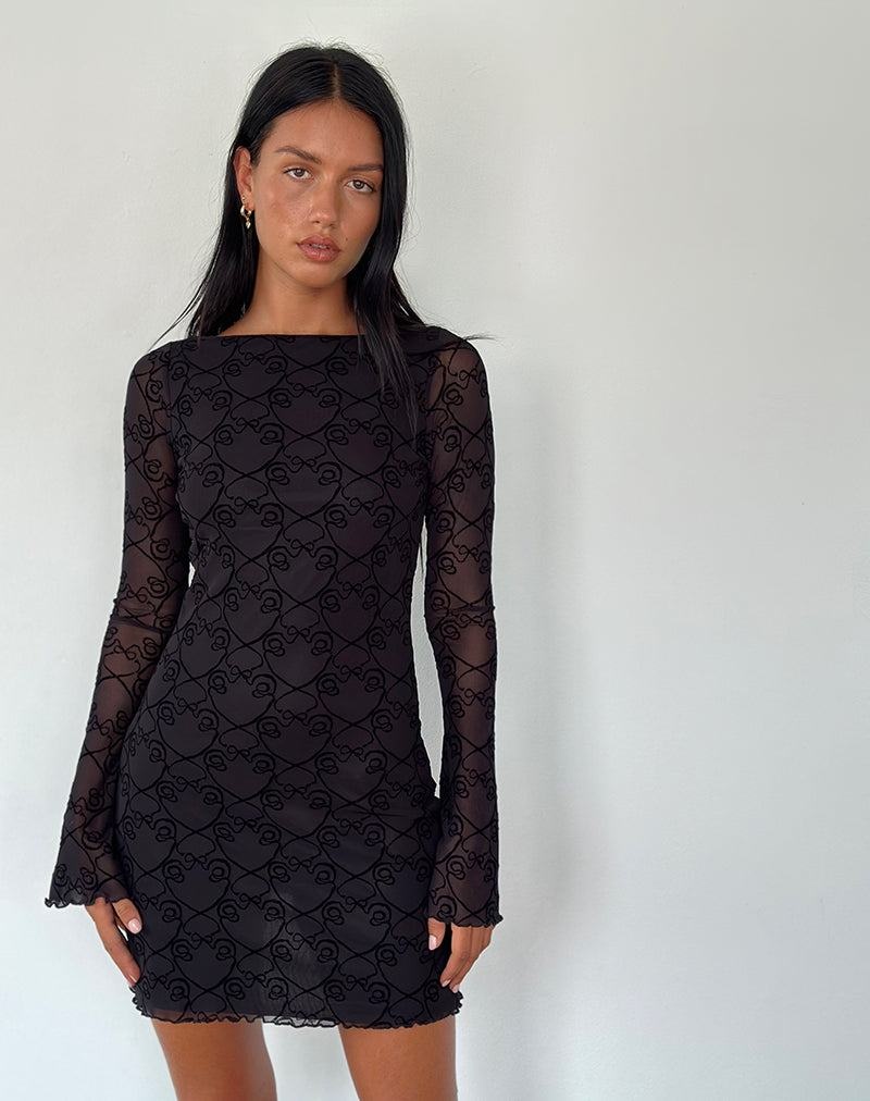 Motel Rocks Sevila Long Sleeve Minikleid Damen Schwarz | MSQ2841RZ
