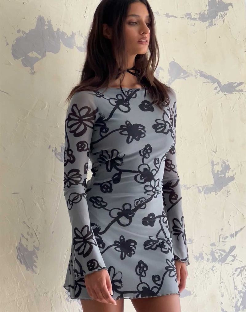Motel Rocks Sevila Minikleid Damen Grau | BAF5920JW