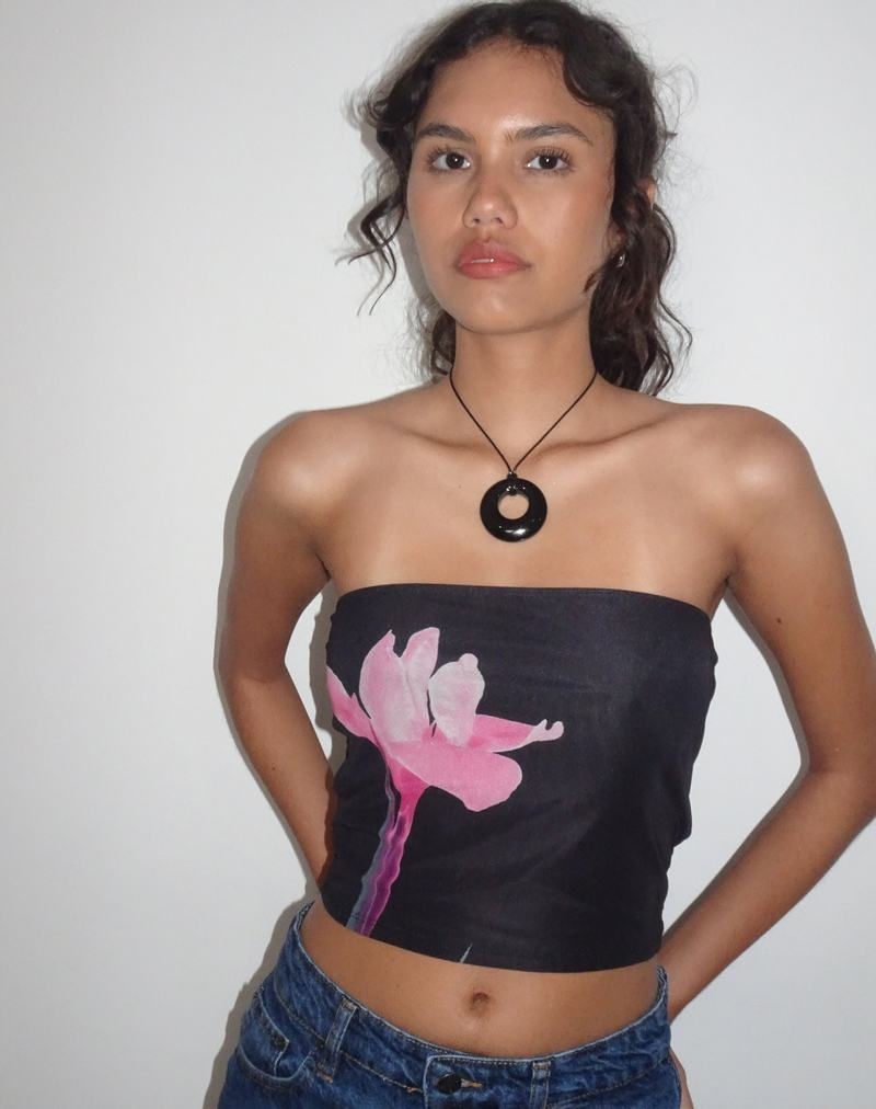 Motel Rocks Shae Bandeau-Bh Damen Schwarz Rosa | AZW9986BY