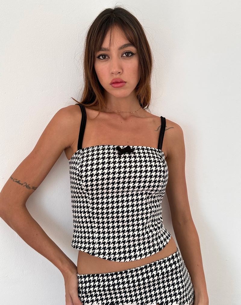 Motel Rocks Shika Corset Weste Damen Schwarz Weiß | TDN5427FA