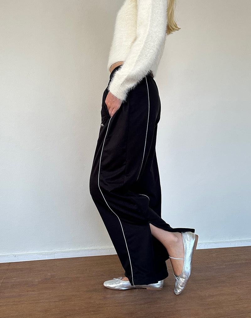 Motel Rocks Shobi Weite Leg Jogginghose Damen Schwarz Grau | EXZ10015EH