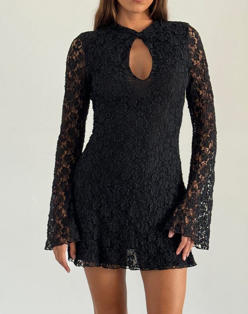 Motel Rocks Silvanna Keyhole Minikleid Damen Schwarz | RHP436XD