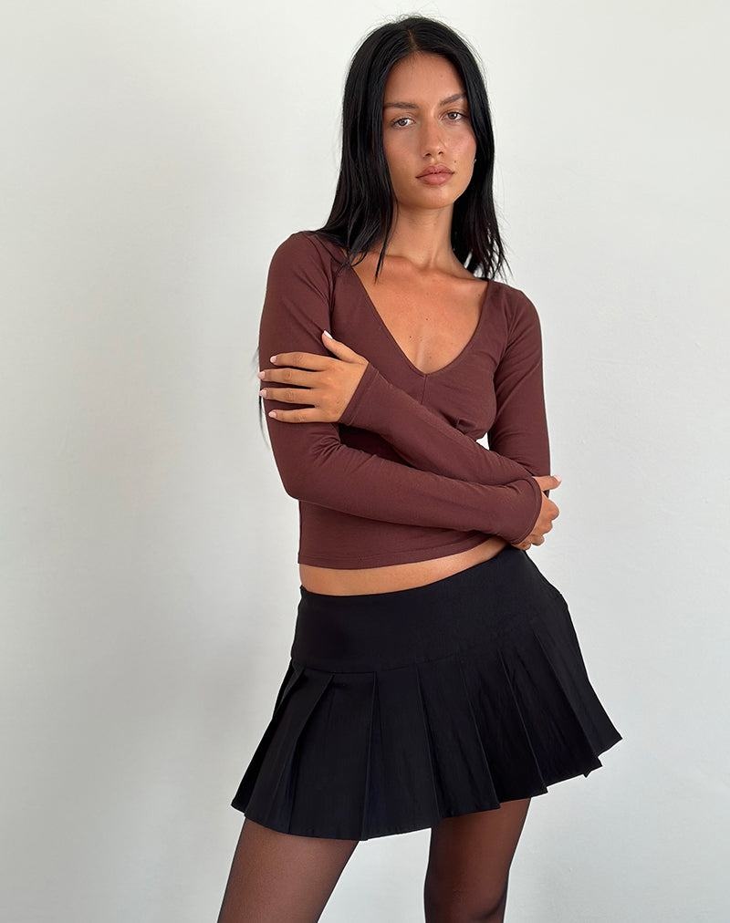 Motel Rocks Sisil Long Sleeve T-shirts Damen Dunkelbraun | CAC9446FB