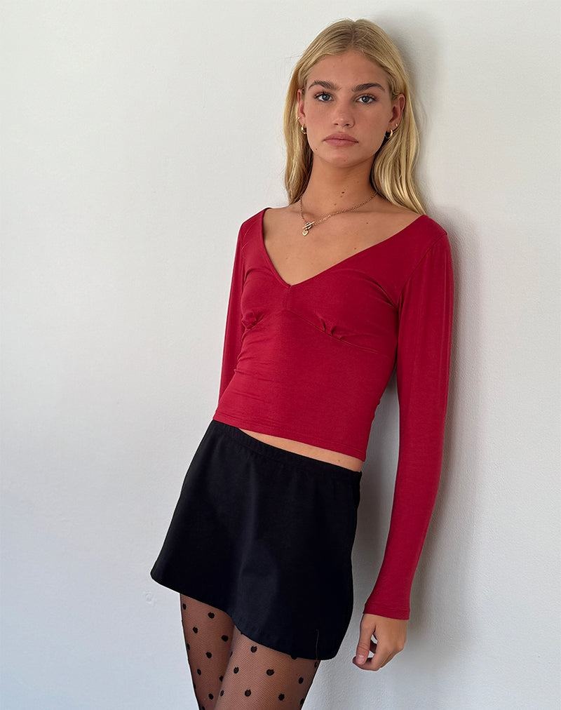 Motel Rocks Sisil Long Sleeve T-shirts Damen Rot | XFB542QL