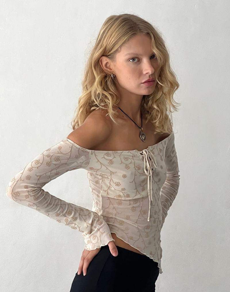 Motel Rocks Sola Bardot Bluse Damen Beige | QLP8334DP
