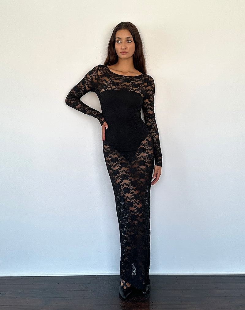 Motel Rocks Sophie Unlined Maxikleid Damen Schwarz | CBW7432JR