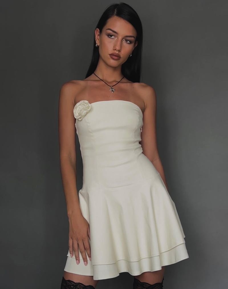 Motel Rocks Striata Minikleid Damen Weiß Weiß | ZCQ7626QC