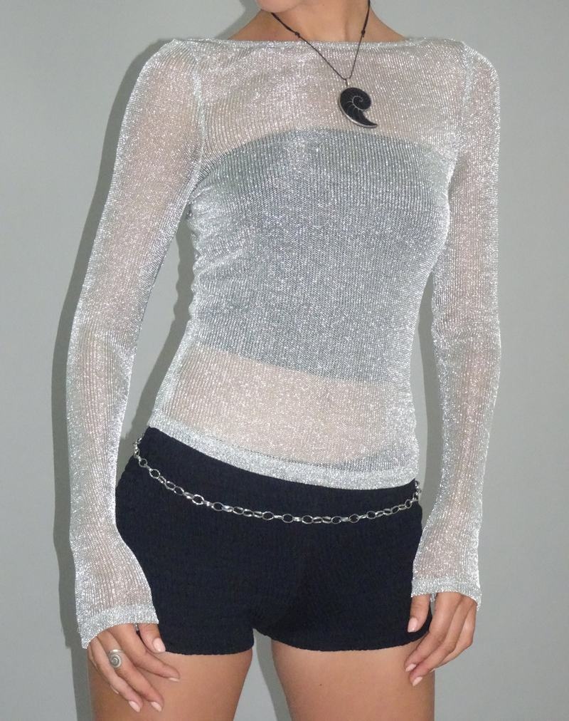 Motel Rocks Suzette Long Sleeve Bluse Damen Silber | CLA9388EY