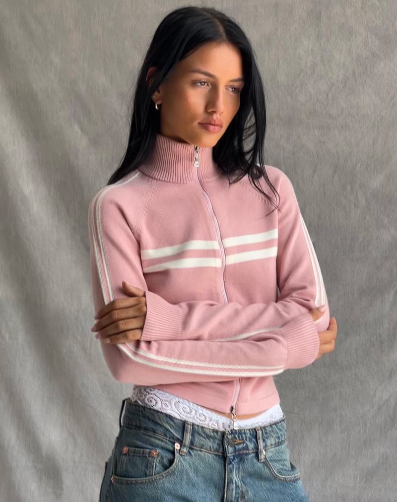 Motel Rocks Talisa Sportliche Zip Through Jacken Damen Rosa | DWD6452WG