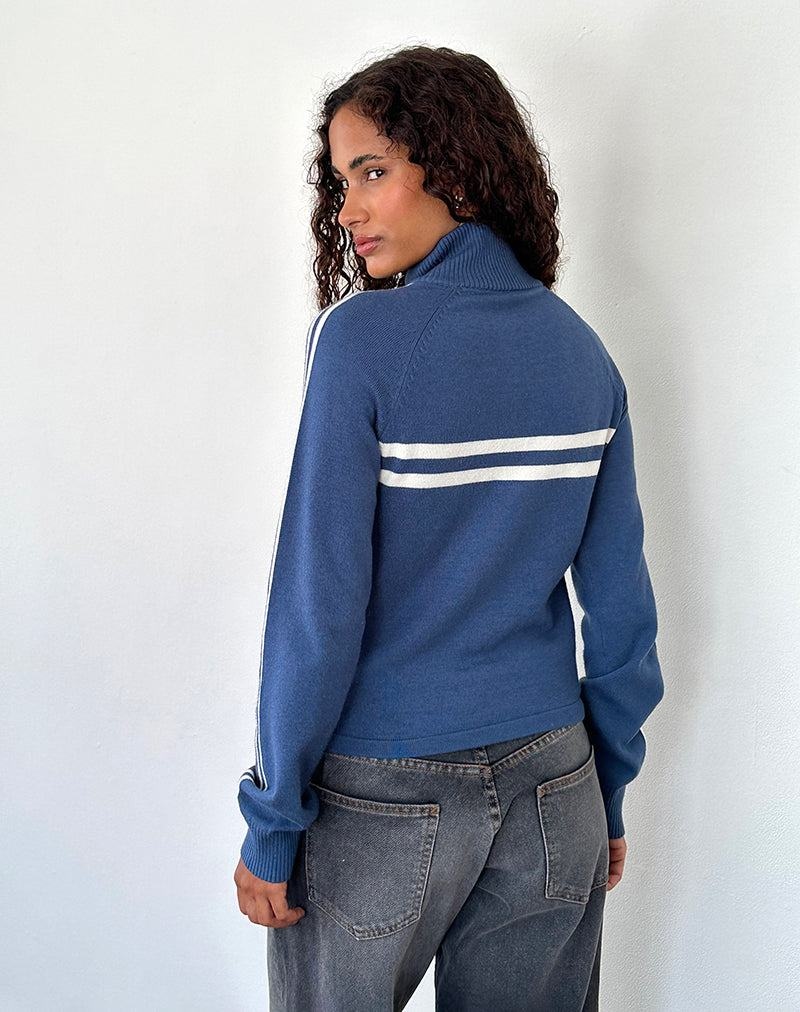 Motel Rocks Talisa Sportliche Zip Through Jacken Damen Navy Weiß | YDJ4197LP