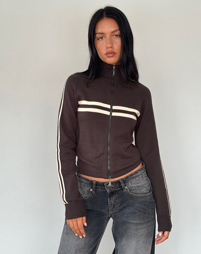 Motel Rocks Talisa Sportliche Zip Through Jacken Damen Braun | GIS7229FX