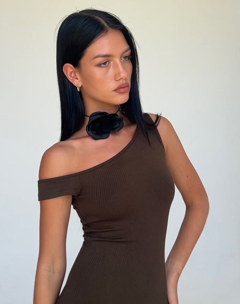 Motel Rocks Tehyun Maxikleid Damen Braun | CLM6328WE