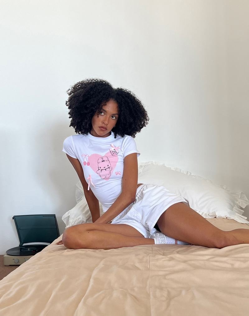 Motel Rocks Tiona Cropped Tee T-shirts Damen Weiß | RBD689AN