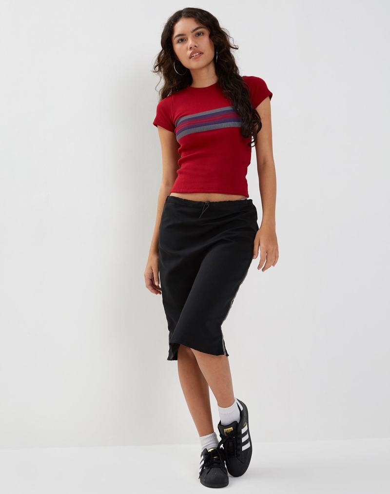 Motel Rocks Tiona Top T-shirts Damen Rot | CTP1973LQ
