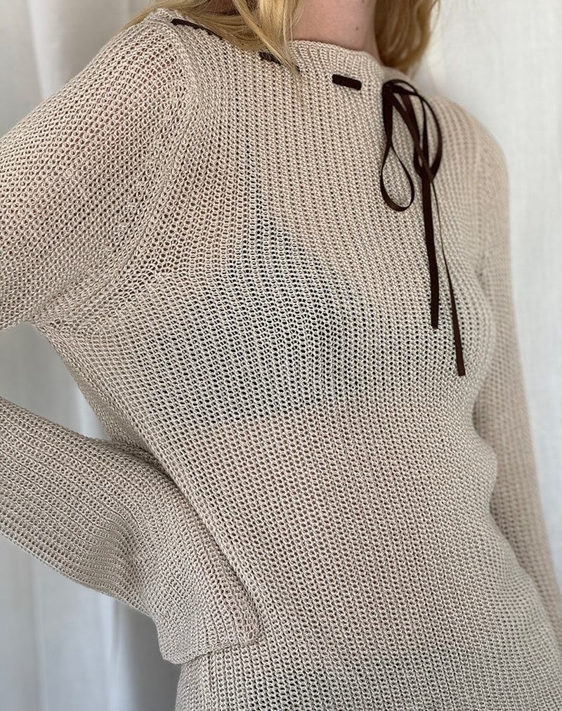 Motel Rocks Valorie Knit Pullover Damen Beige | LLK9544PO