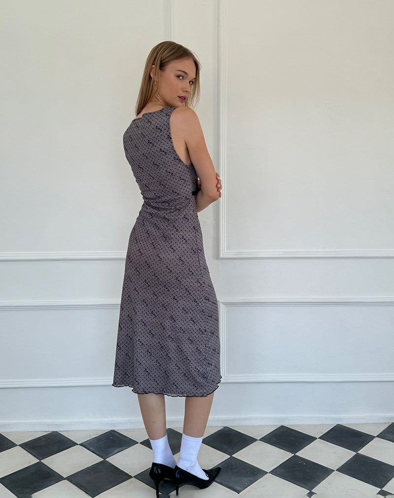 Motel Rocks Vasida Mesh Midi-kleid Damen Grau | WGI4066EQ