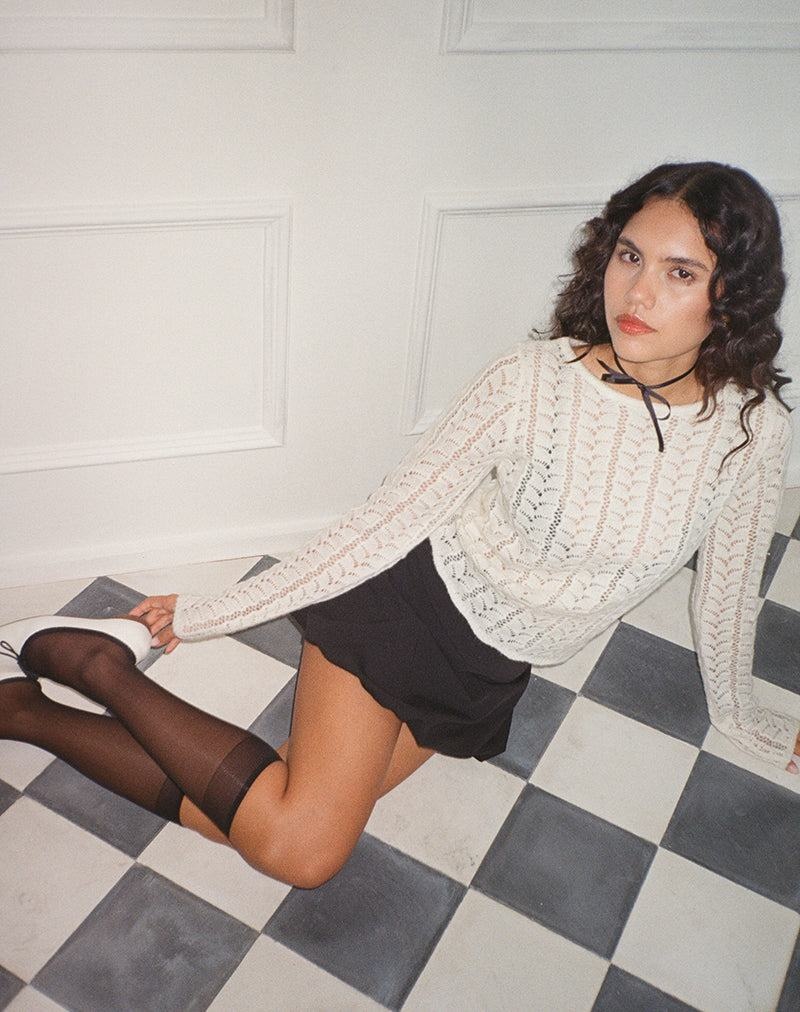 Motel Rocks Venia Gestrickt Long Sleeve Bluse Damen Weiß Weiß | FUE672LI