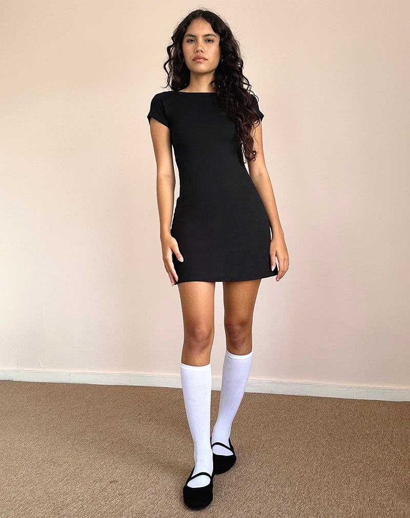 Motel Rocks Wangi Backless Minikleid Damen Schwarz | RRF9498OK